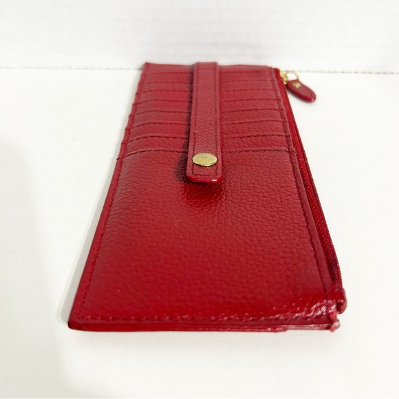 LODIS Leather Long Stacker Credit Card Organization Wallet Slim Red Fully Lined - Picture 6 of 10